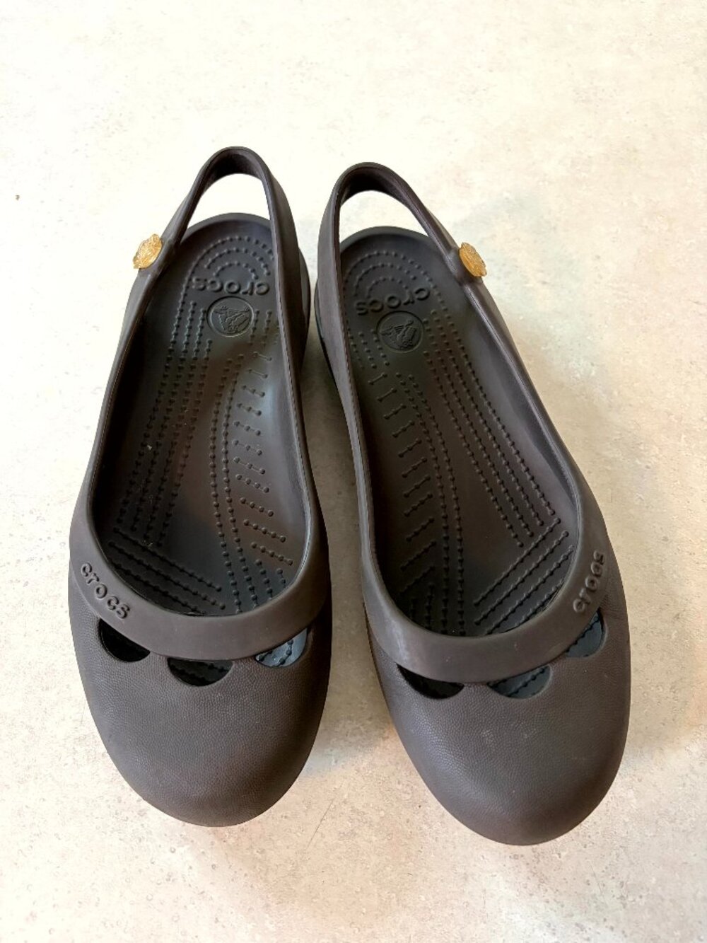 CROCS WOMEN'S KADEE BALLET FLATS COMFORT SHOES BROWN SIZE 8 Summertime